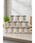 Set di 12 barattoli trasparenti per spezie