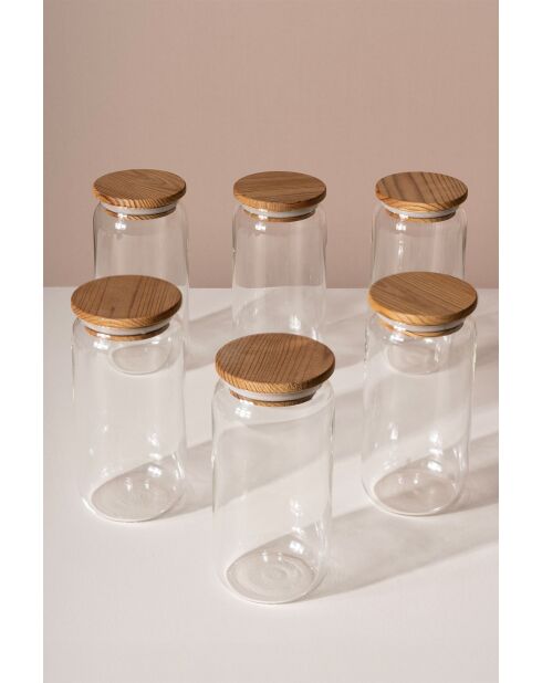 Set di 6 barattoli trasparenti per spezie