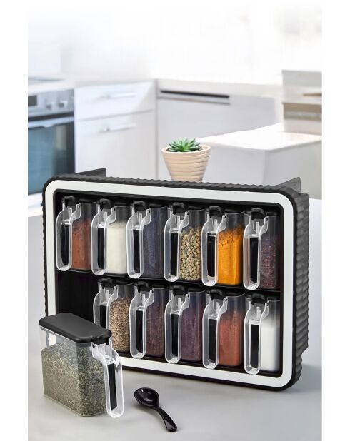 Set di 12 barattoli per spezie multicolori