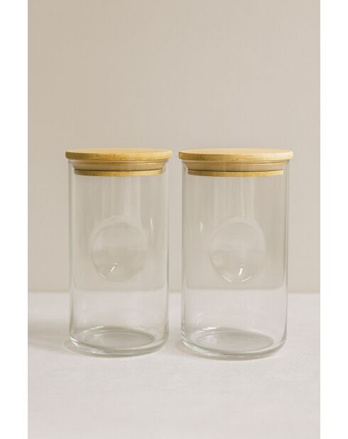 Set di 2 barattoli trasparenti per spezie
