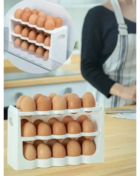 Coquetier Blanc 30 oeufs - 14,7x10x27 cm
