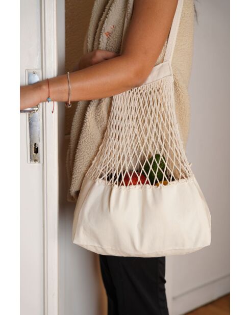 Borsa a rete beige naturale - 42,5x70 cm