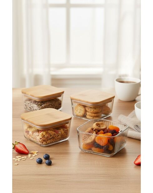 Set di 4 scatole portaoggetti trasparenti