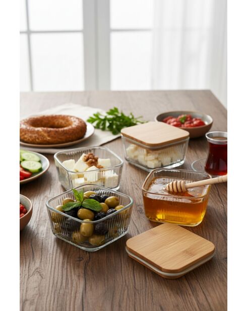 Set di 4 scatole portaoggetti trasparenti