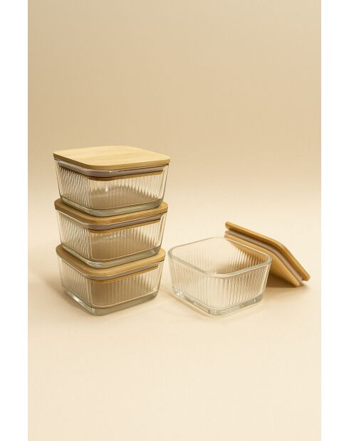 Set di 4 scatole portaoggetti trasparenti