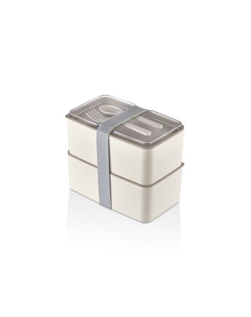 Set di 2 contenitori per il pranzo Bianco/Grigio - 18,5x11x5 cm