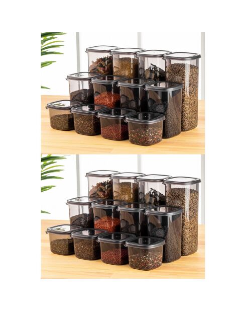 Ensemble de 24 boîtes de rangement Anthracite