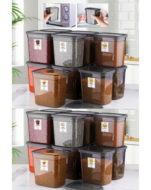 Ensemble de 24 boîtes de rangement Anthracite