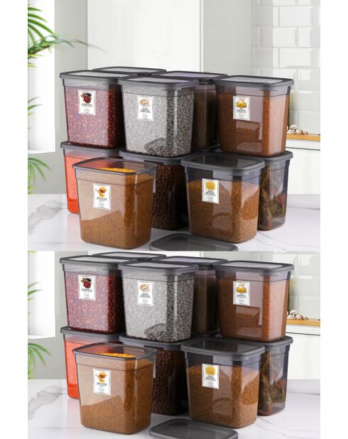 Ensemble de 24 boîtes de rangement Anthracite