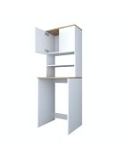 Mueble de lavadora blanco/nogal