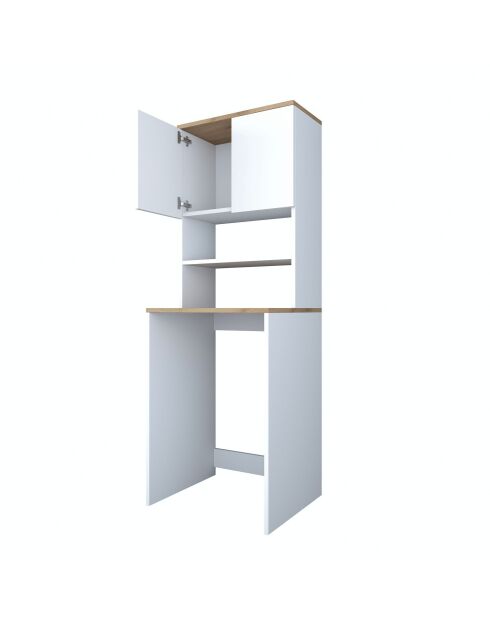 Mueble de lavadora blanco/nogal