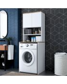 Mueble de lavadora blanco/nogal