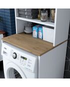 Mueble de lavadora blanco/nogal