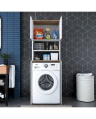 Mueble de lavadora blanco/nogal