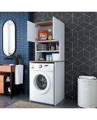 Mueble de lavadora blanco/nogal