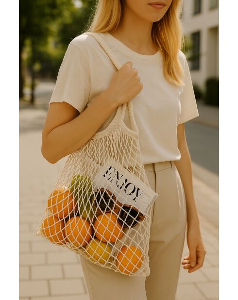 Sac en filet Beige naturel - 36x60 cm