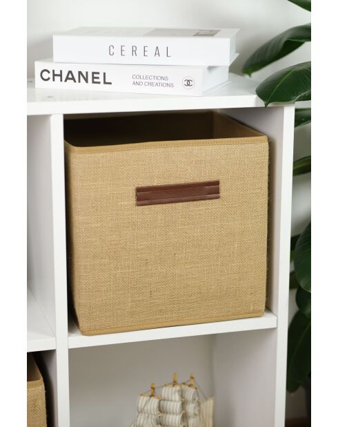 Boîte de rangement en jute Naturel - 30x30x30 cm