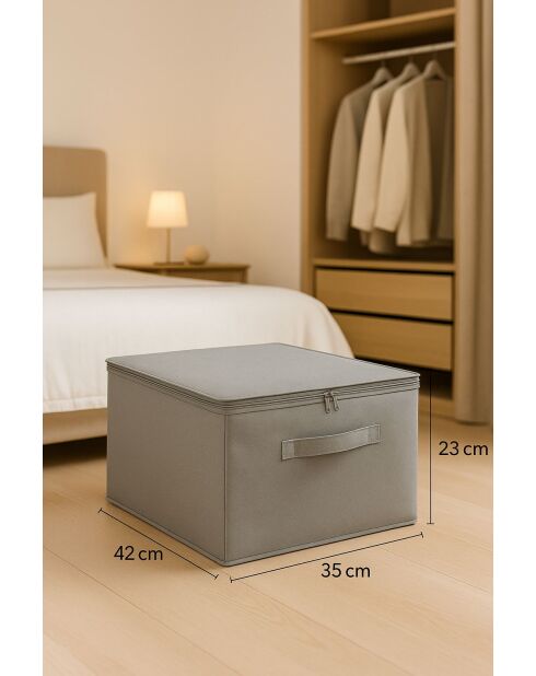 Boîte de rangement Grise - 42x23x35 cm