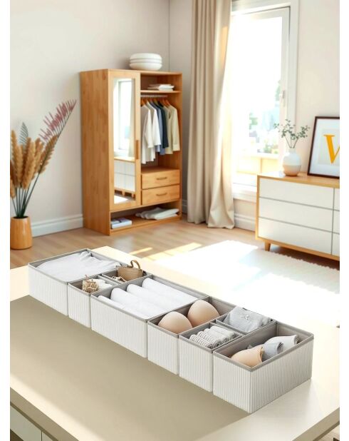 Set de 8 compartimentos de almacenamiento blancos