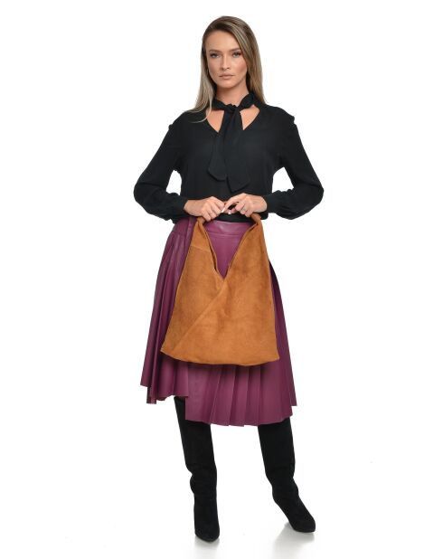 Borsa hobo Valentina Cognac - 31,5x37x4 cm