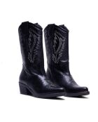 Botas bordadas negras CA-1364 - tacón de 5 cm