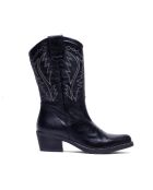 Botas bordadas negras CA-1364 - tacón de 5 cm