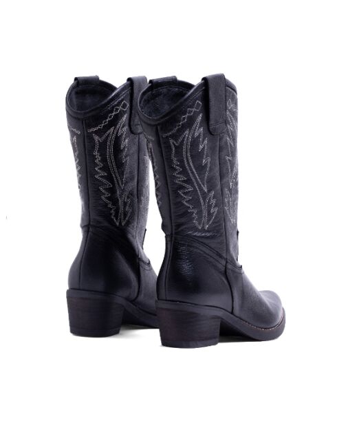 Botas bordadas negras CA-1364 - tacón de 5 cm