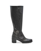 Bottes CA-2002 en cuir krust noires - Talon 5.5 cm