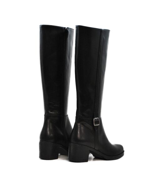 Bottes CA-2002 en cuir krust noires - Talon 5.5 cm