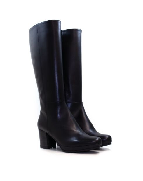 Bottes CA-2252 en cuir krust noires