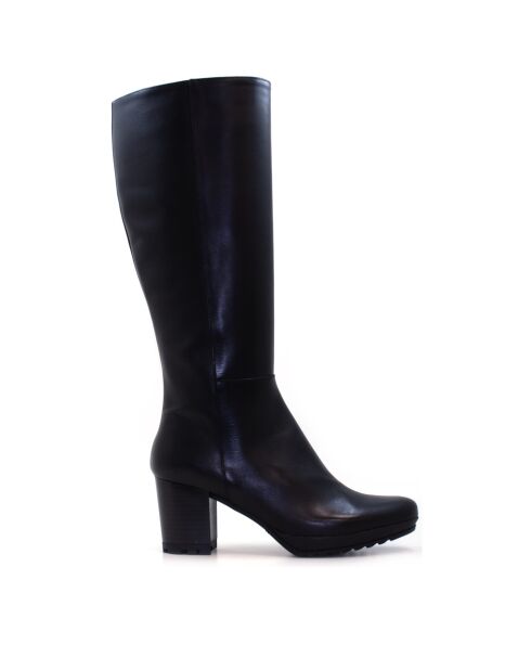 Bottes CA-2252 en cuir krust noires