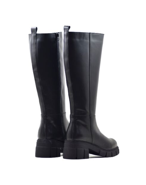 Bottes CA-1888 en cuir krust noires - Talon 6 cm