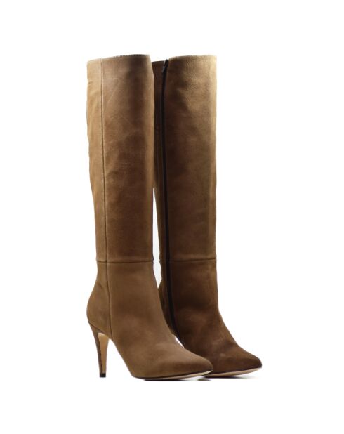 Ons hellbraune Wildlederstiefel - 9 cm Absatz