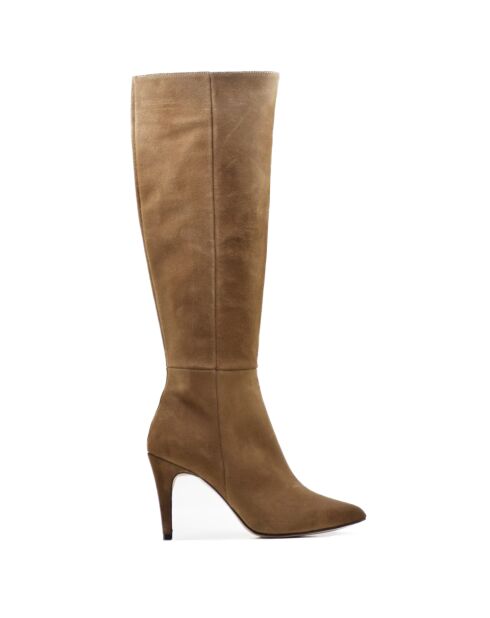 Ons hellbraune Wildlederstiefel - 9 cm Absatz