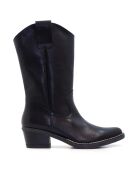 Bottes CA-1364r en cuir krust noires - Talon 5 cm