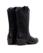 Bottes CA-1364r en cuir krust noires - Talon 5 cm