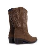 Bottes CA-1364 brodées marron clair - Talon 5 cm