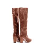 Bottes F-4308 en cuir sauvage brun clair - Talon 8 cm