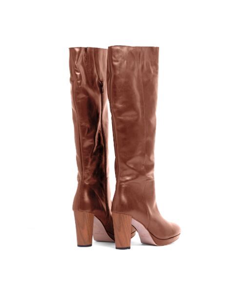 Bottes F-4308 en cuir sauvage brun clair - Talon 8 cm