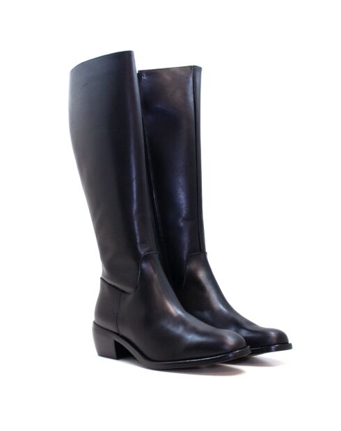 CA-2239 schwarze Krastlederstiefel - 5 cm Absatz