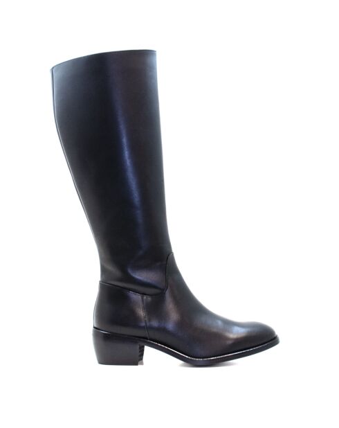 CA-2239 schwarze Krastlederstiefel - 5 cm Absatz