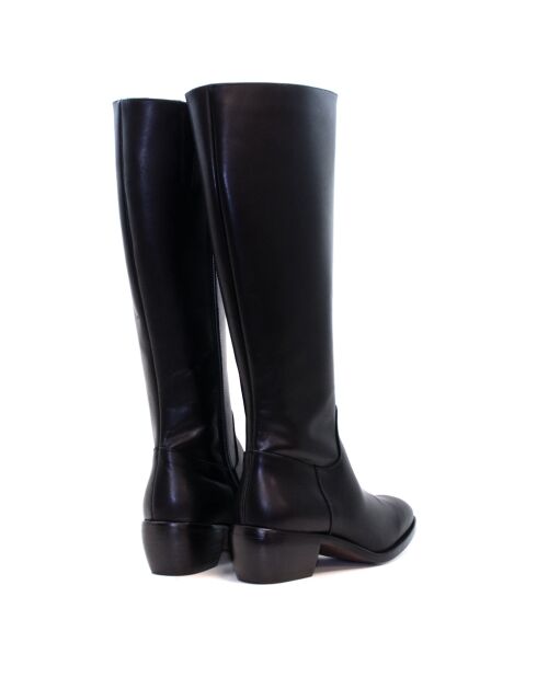 CA-2239 schwarze Krastlederstiefel - 5 cm Absatz