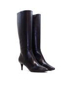 Bottes CA-2254 en cuir krust noires - Talon 5.5 cm