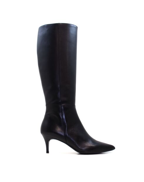 Bottes CA-2254 en cuir krust noires - Talon 5.5 cm