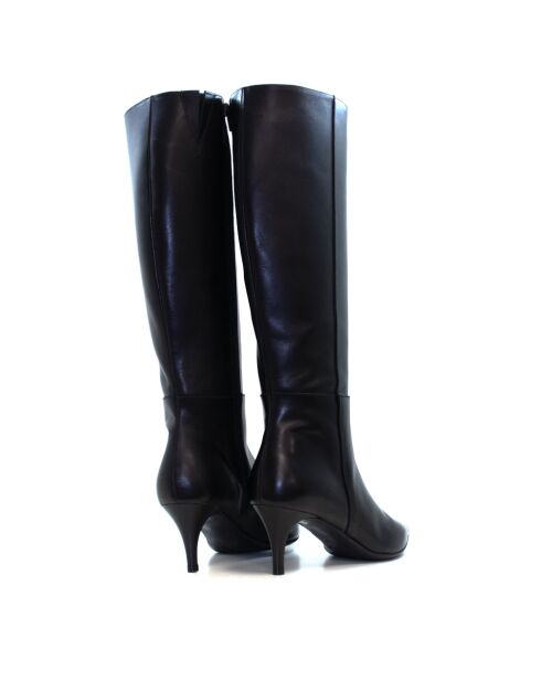Bottes CA-2254 en cuir krust noires - Talon 5.5 cm