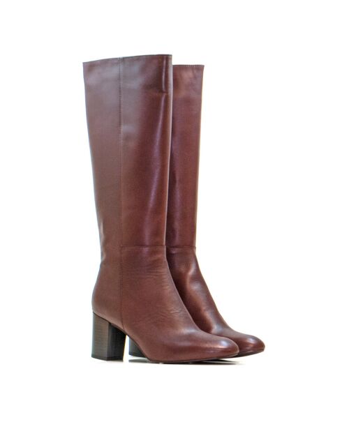 Botas Arantxa 2 de piel burdeos - tacón de 6,5 cm