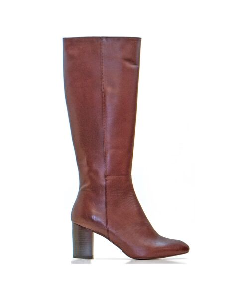 Botas Arantxa 2 de piel burdeos - tacón de 6,5 cm