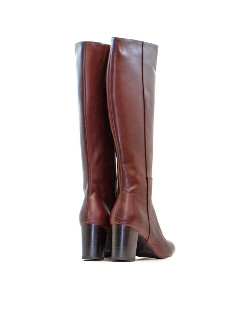 Botas Arantxa 2 de piel burdeos - tacón de 6,5 cm