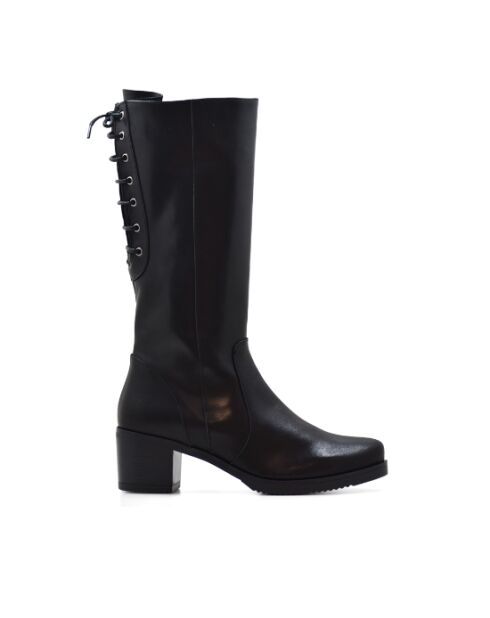 CA-1934 zwarte leren laarzen van Krust - hak 8,5 cm