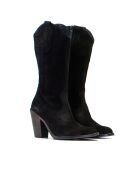 CA-2031 schwarze Wildlederstiefel - 8,5 cm Absatz